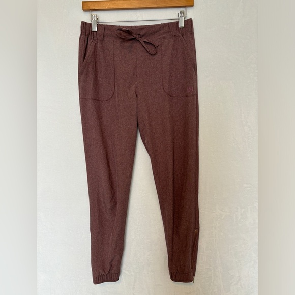 Albion Womens Brick Red Jet Set Pull On Casual Joggers Ankle Zips Size XS - Picture 1 of 9